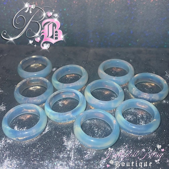 Opal ring bands opalite clear shiny milky healing crystal rock opalite ring band - Picture 17 of 17